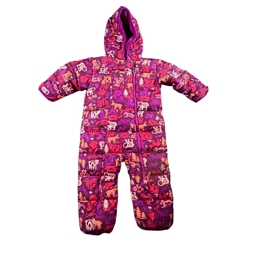 Columbia Bunting Baby 12-18 Months Purple Pink Animal Print Fleece SN0028